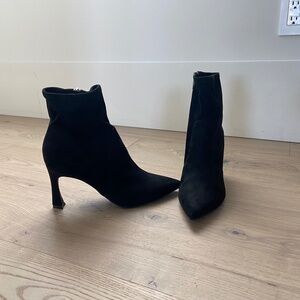 Womens Simmone Black Suede Ankle Bootie